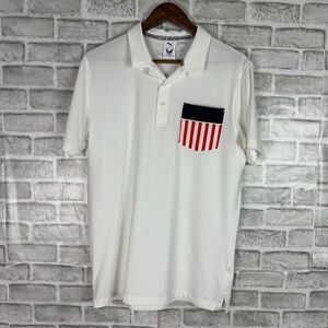 PUMA x Volition America White Performance Flag Pocket Golf Polo Mens SMALL